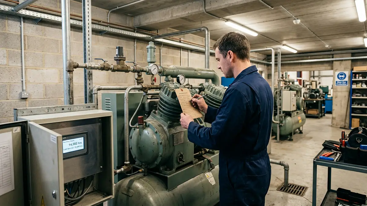 Compressed air engineer checking equipment for a Northampton advice guide