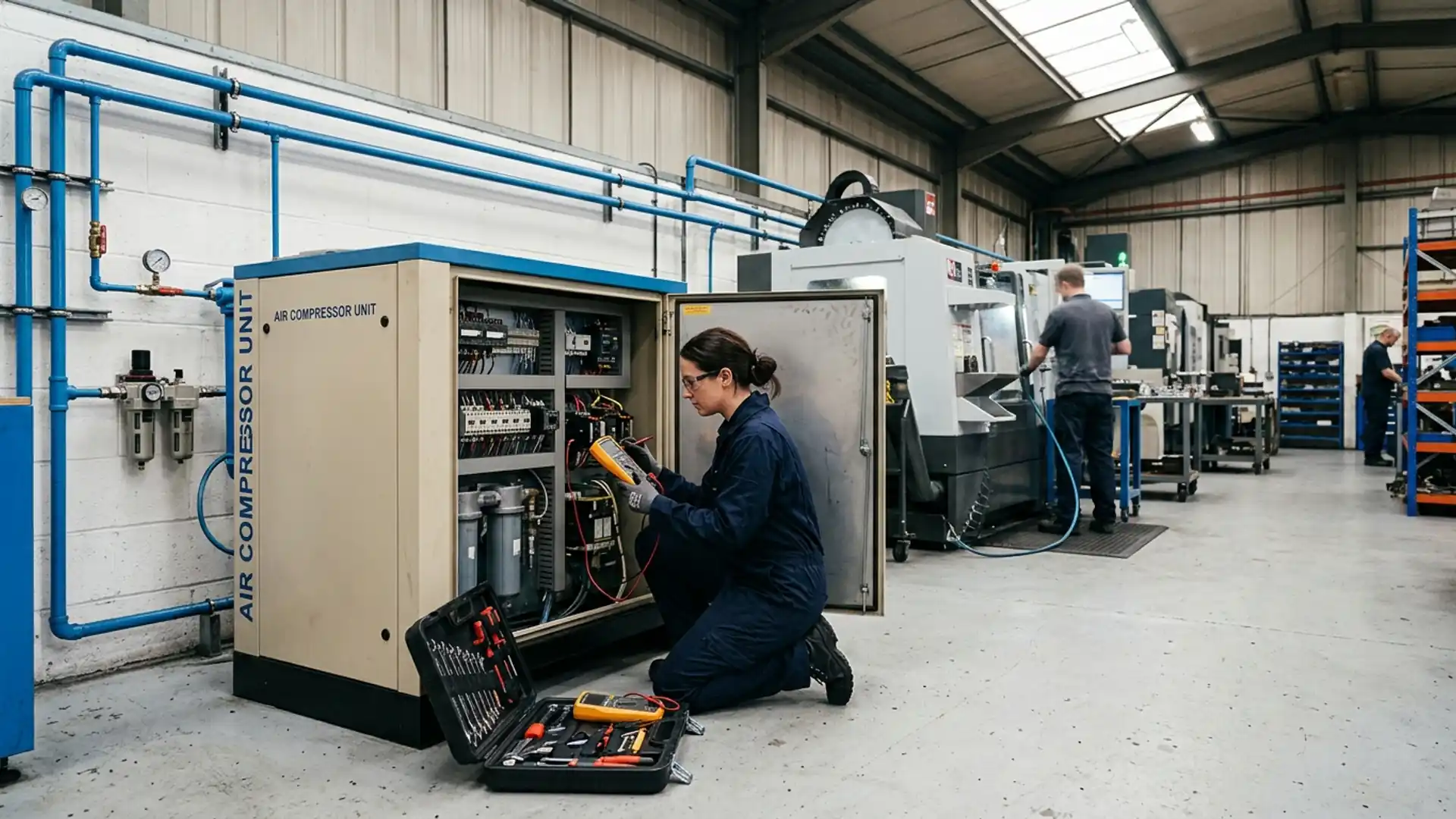Air Compressor Repairs work on compressed air equipment in a Coventry industrial plant room