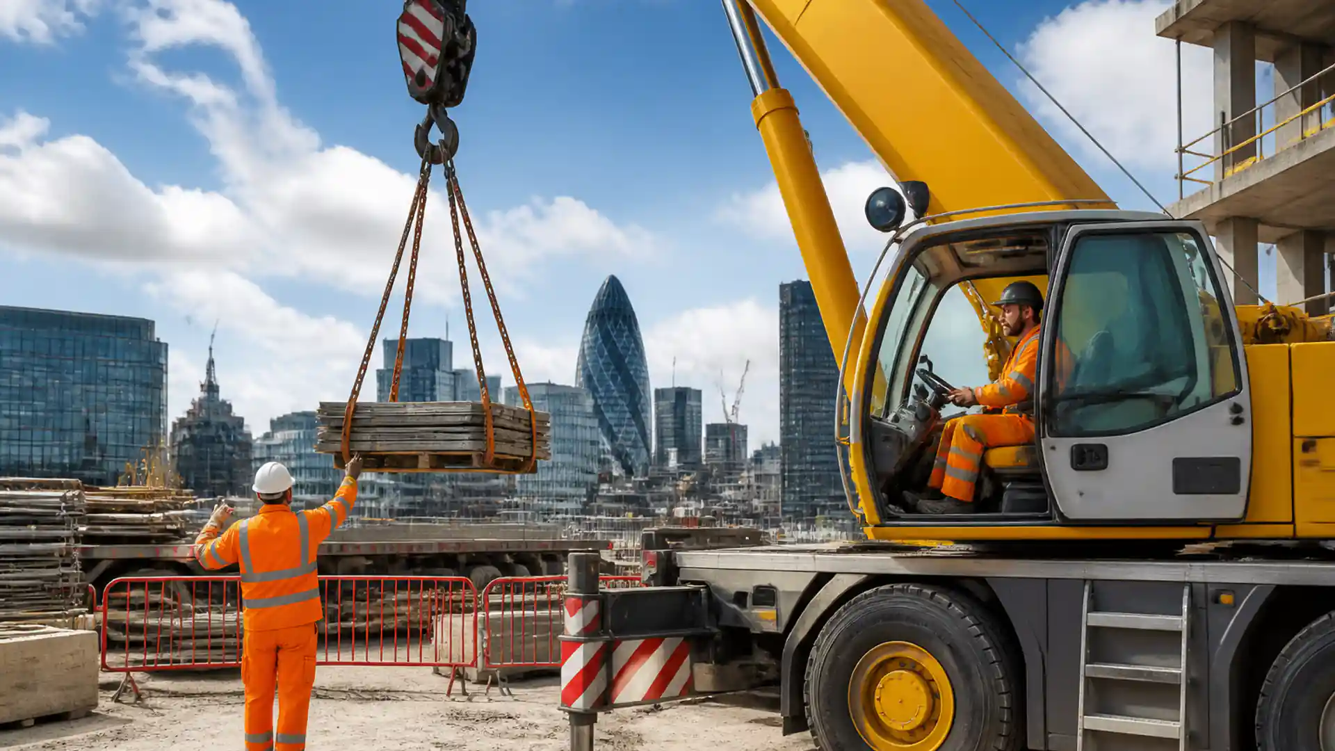 Crane operator working from the cab during a planned London lift