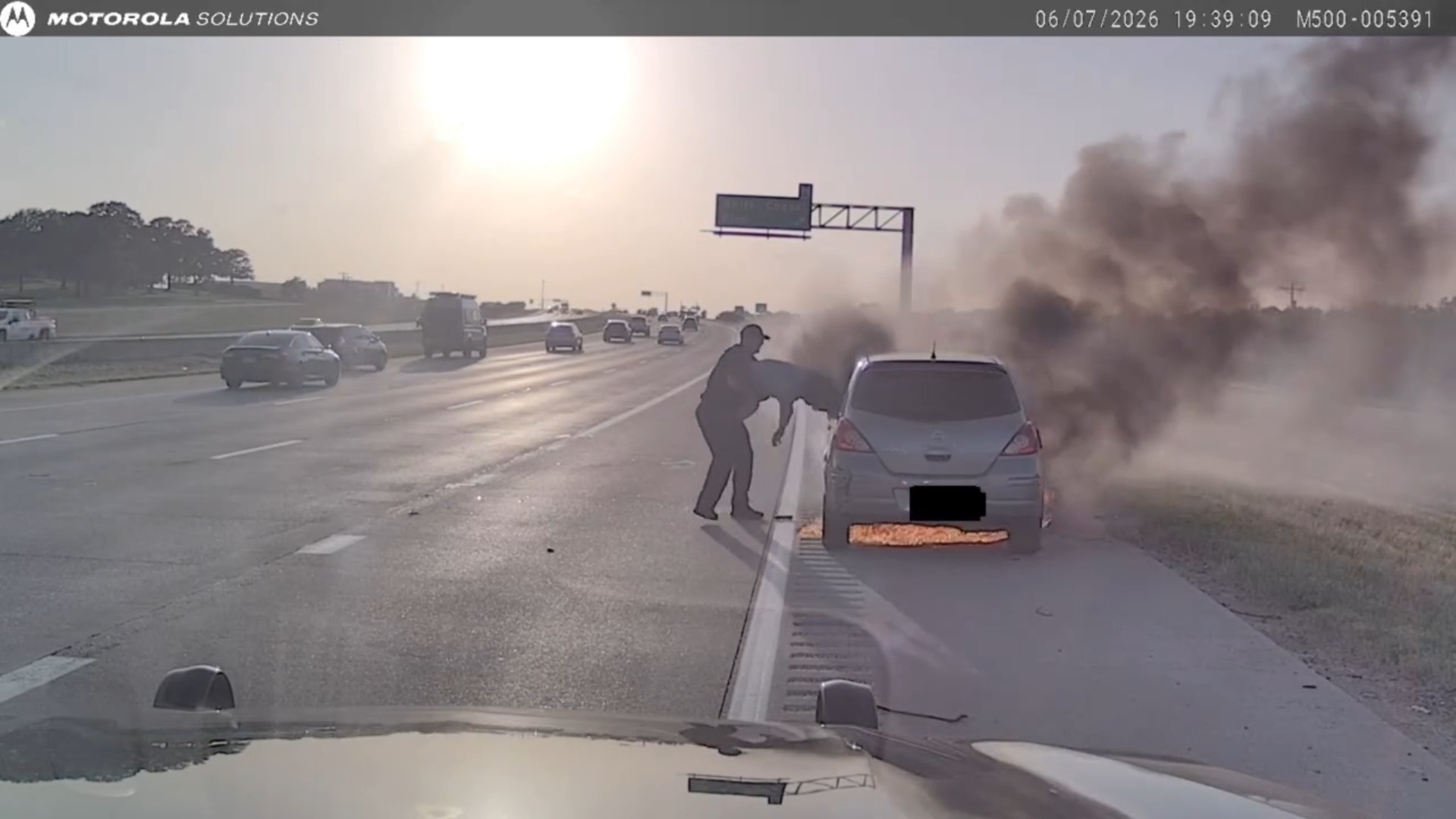 Officer Pulls Driver From Burning Vehicle In Dramatic Highway Rescue In Texas episode artwork