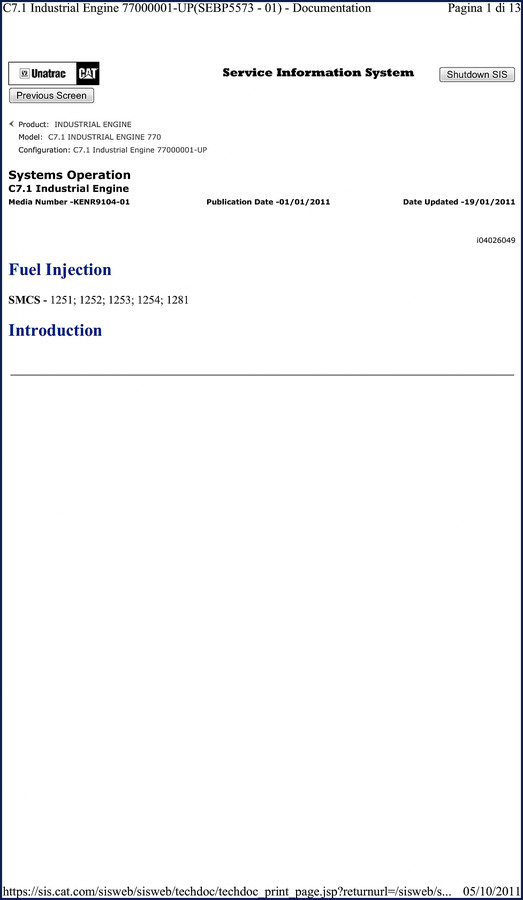 Arctic Cat C7.1 2011 service manual cover showing engine fuel rail diagram