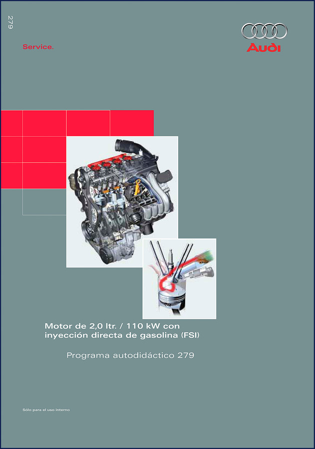 Audi 2.0 FSI Training Manual - 44-page factory self-study programme, engine cutaway diagram on cover