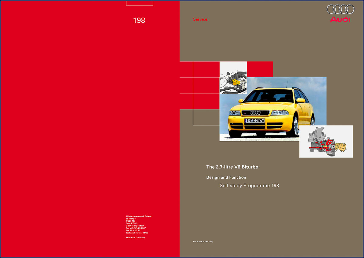 Audi 2.7-litre V6 Biturbo 1998 Training Manual cover page