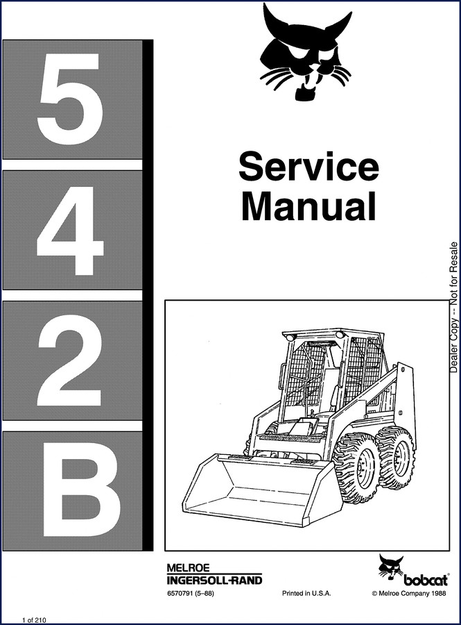 Bobcat 542B 1988 Service Manual cover – OEM dealer copy, 210 pages