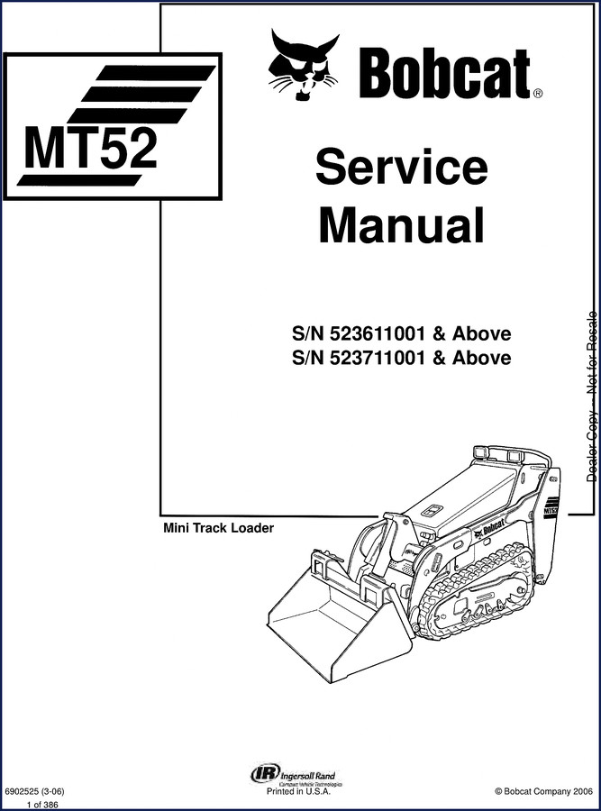 Bobcat MT52 2006 Service Manual cover – OEM factory repair documentation for mini track loader