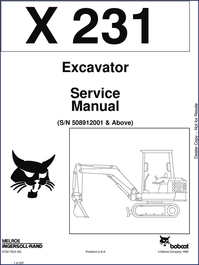 Bobcat X 231 1992 Service Manual cover page