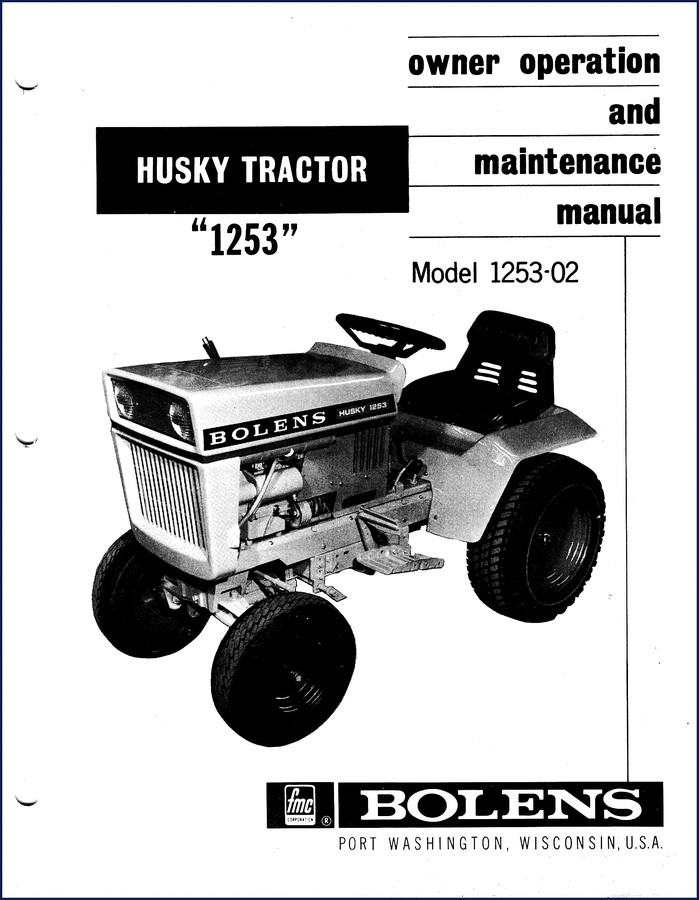 Bolens 1253 Operators Manual cover page for model 1253-02 Husky Tractor