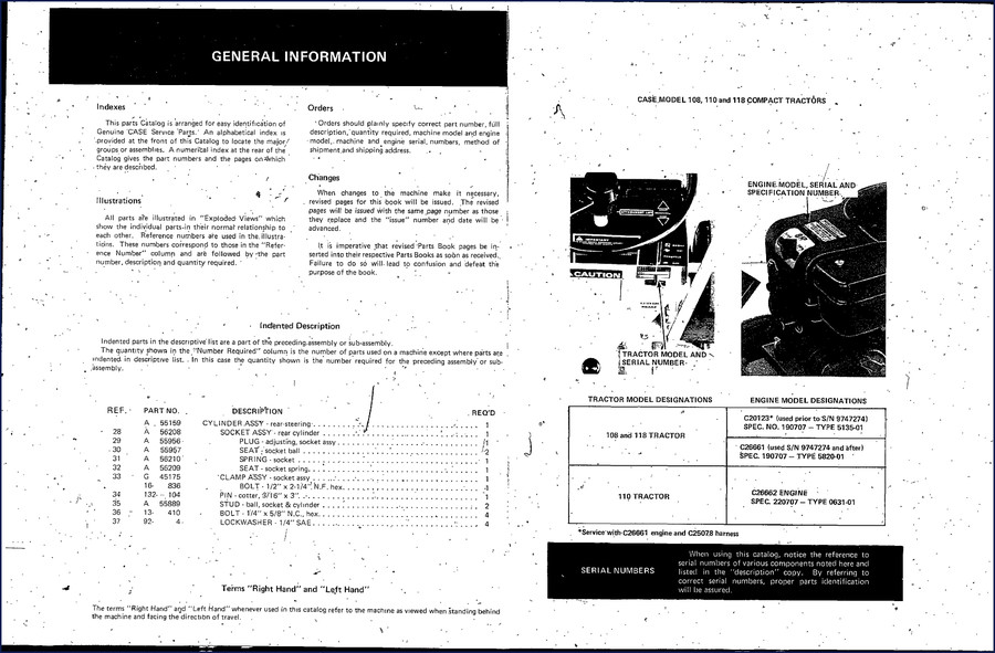 Case 108, 110, 118 Parts Catalog – 38-page OEM factory parts manual for compact tractors