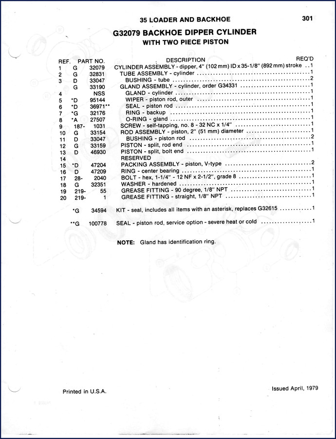 1979 Case 580CK Series B Parts Catalog cover showing loader and backhoe