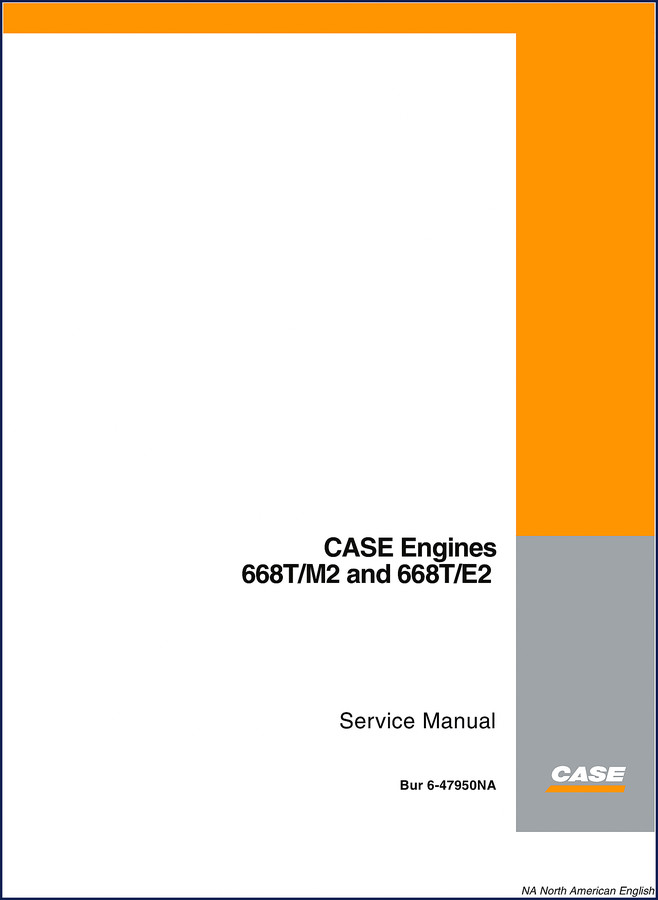 Case 668T/M2 and 668T/E2 service manual cover showing engine repair documentation