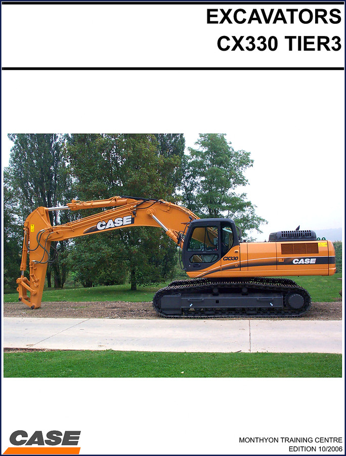 Case CX330 2006 Training Manual cover page showing excavator diagram and OEM branding