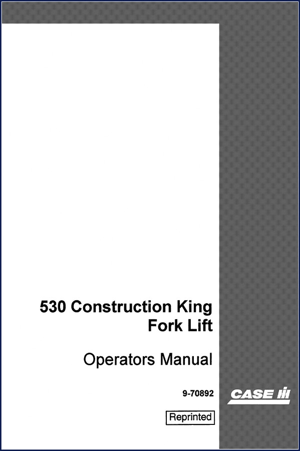 CASE IH 530 Construction King Fork Lift 2001 Operators Manual cover page
