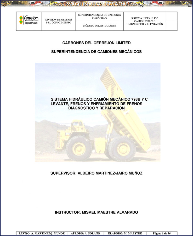 Caterpillar 793C 793B Training Manual cover page showing hydraulic system diagram