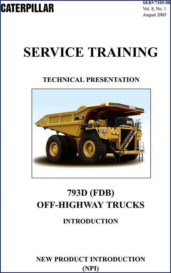 Caterpillar 793D 2005 Training Manual cover showing off-highway truck