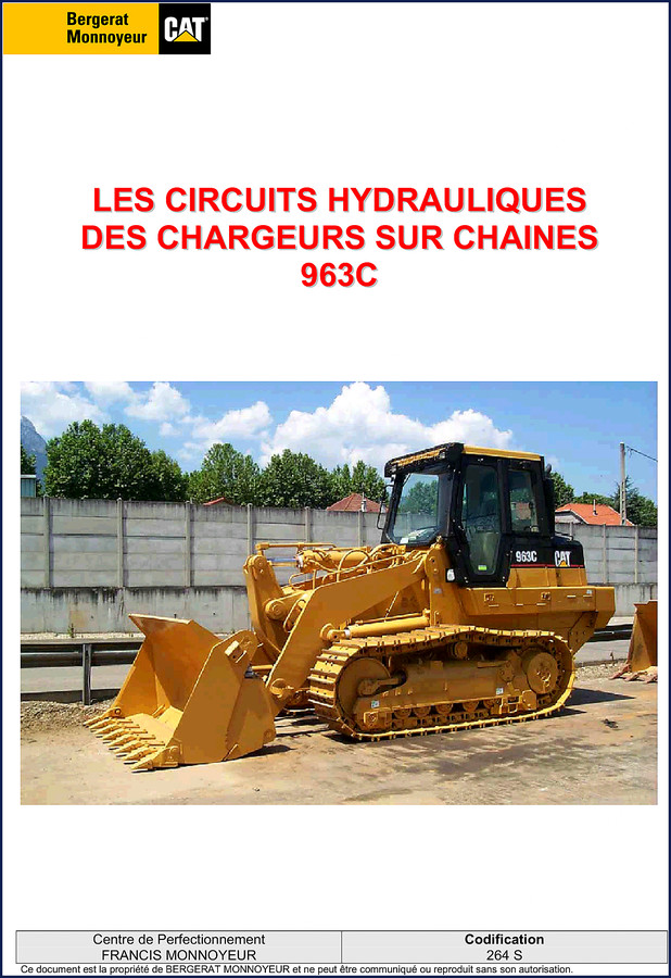 Caterpillar 963C and 973C training manual cover showing hydraulic circuit diagrams for 963C track loader
