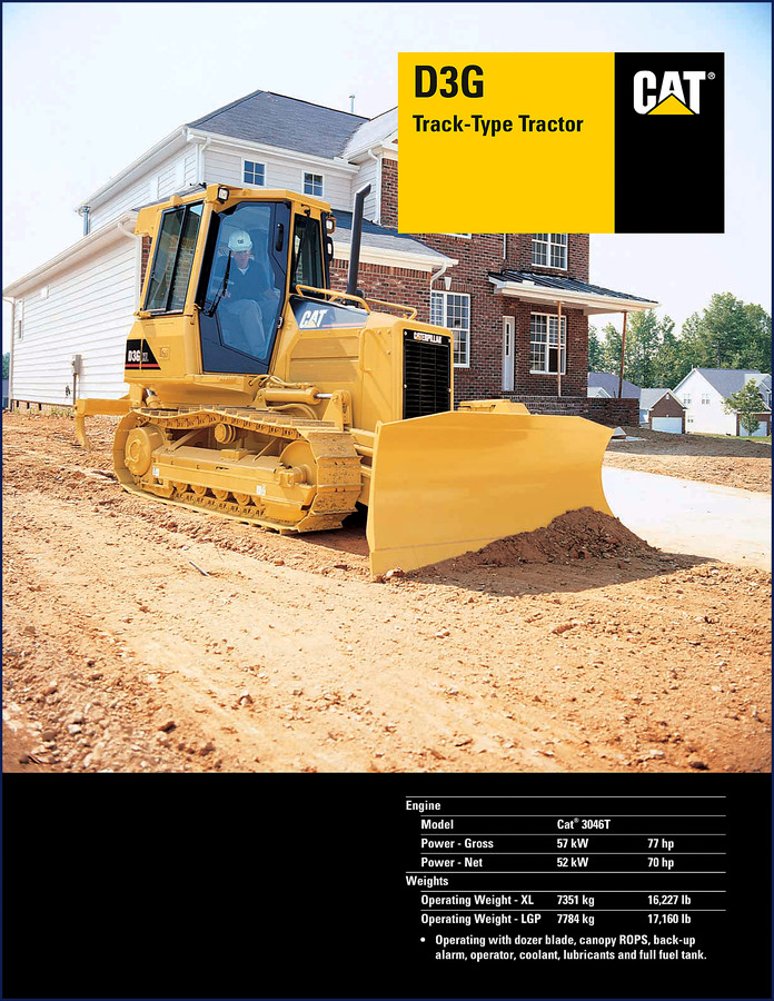 Caterpillar D3G Track-Type Tractor Technical Manual cover page with engine and transmission details