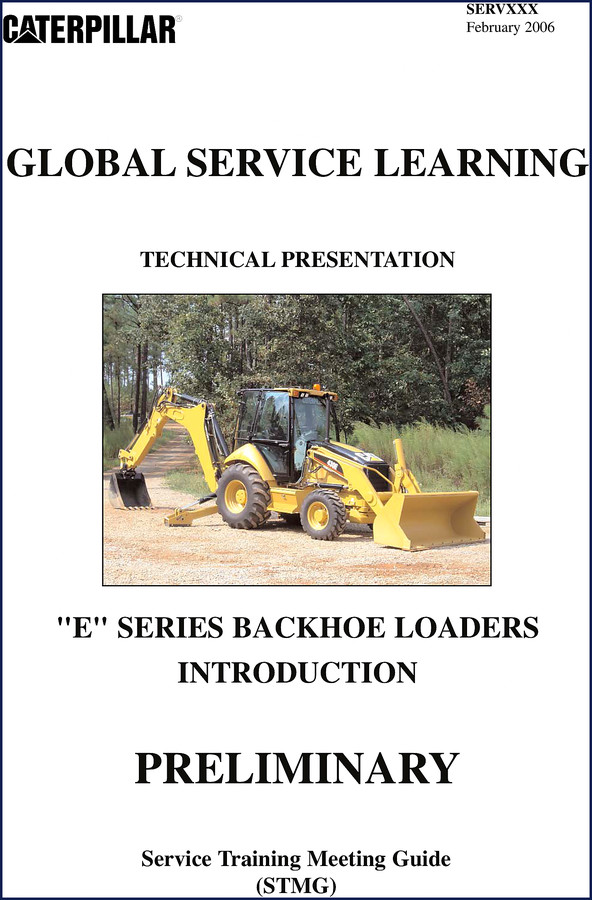 Caterpillar E Series 2006 Training Manual cover showing backhoe loader