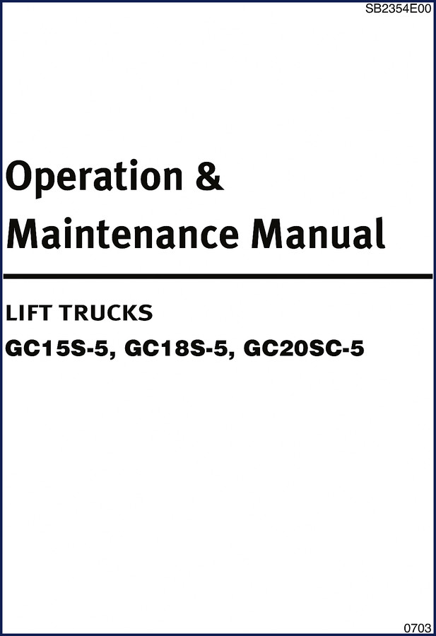 Clark-hurth GC15S-5, GC18S-5, GC20SC-5 Operators Manual – factory document cover