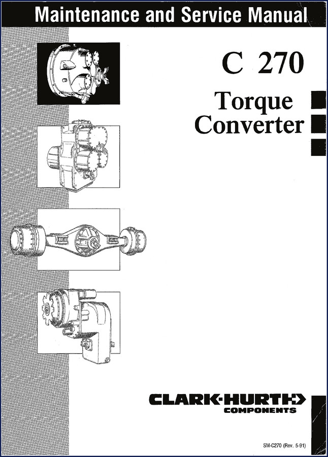 Clark-hurth C 270 1991 Service Manual cover showing torque converter components and Clark Equipment Company logo