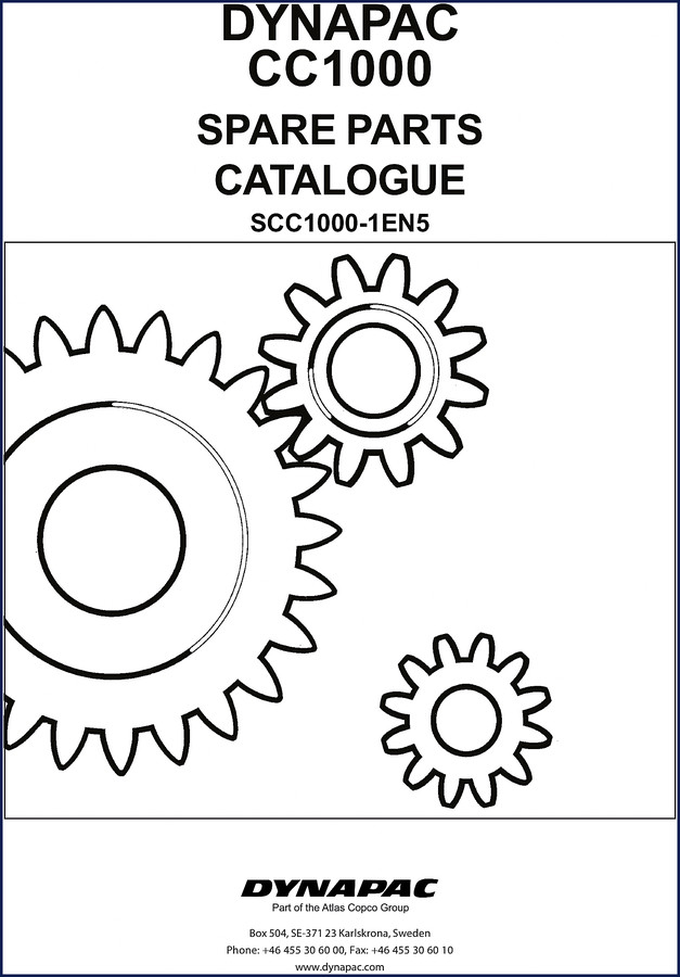 Dynapac CC1000 Parts Catalog cover page showing hydraulic roller and spare parts catalogue title