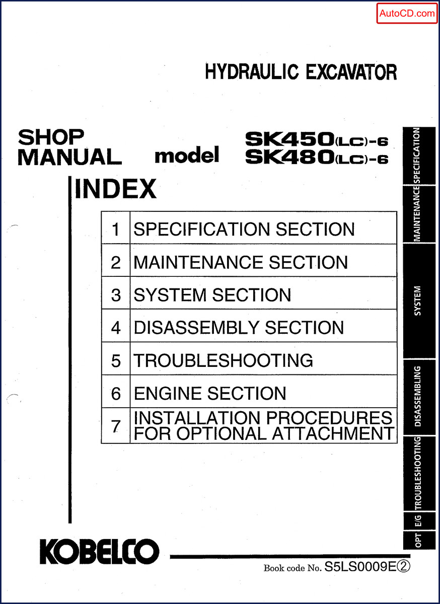 FIAT Kobelco SK450-6 SK480-6 Workshop Manual cover - 1261 pages OEM factory service manual
