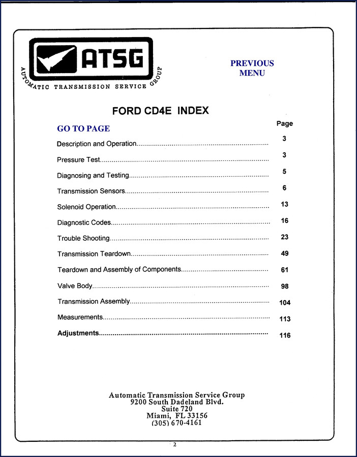 Ford CD4E Technical Manual cover page showing transaxle diagram