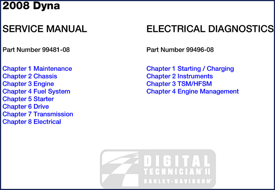2007 Harley-Davidson Dyna Service Manual cover showing black and orange design with OEM part number 99481-08