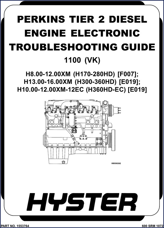 Hyster H8.00XM H12.00XM H13.00XM H16.00XM troubleshooting manual cover 156 pages Perkins Tier 2 diesel