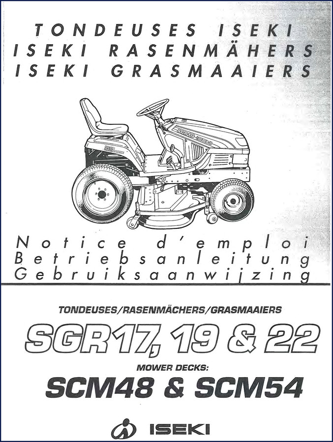 Iseki SGR17 SGR19 SGR22 parts catalog cover - 286 page OEM factory manual