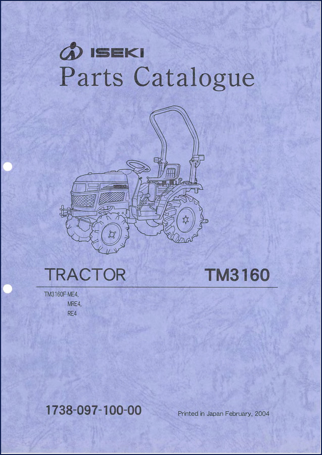 Iseki TM3160 TM3200 TM3240 factory operators manual cover 2004