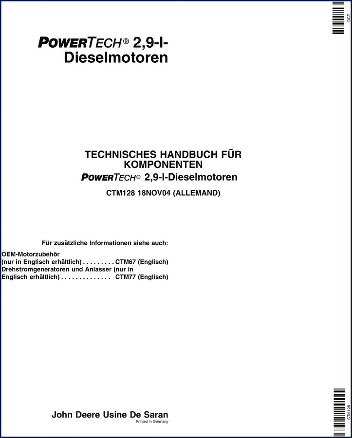 John Deere PowerTECH 2.9L diesel engine technical manual cover - 2004 edition