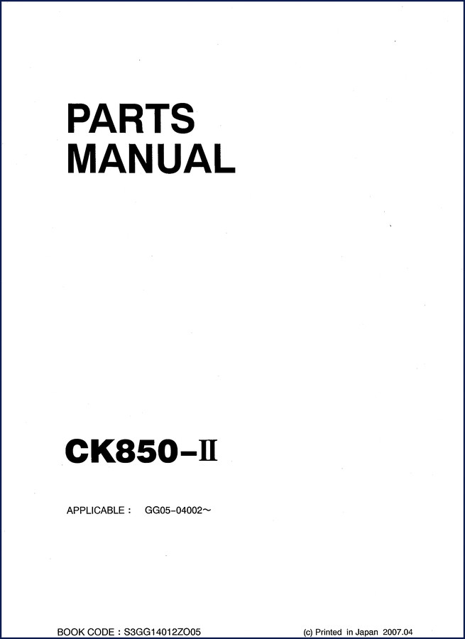 New Holland Kobelco CK850-II 2007 Parts Catalog cover - OEM factory manual