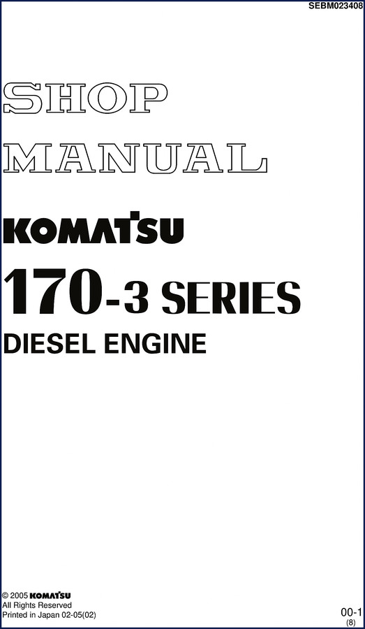Komatsu 170-3 2005 workshop manual cover page