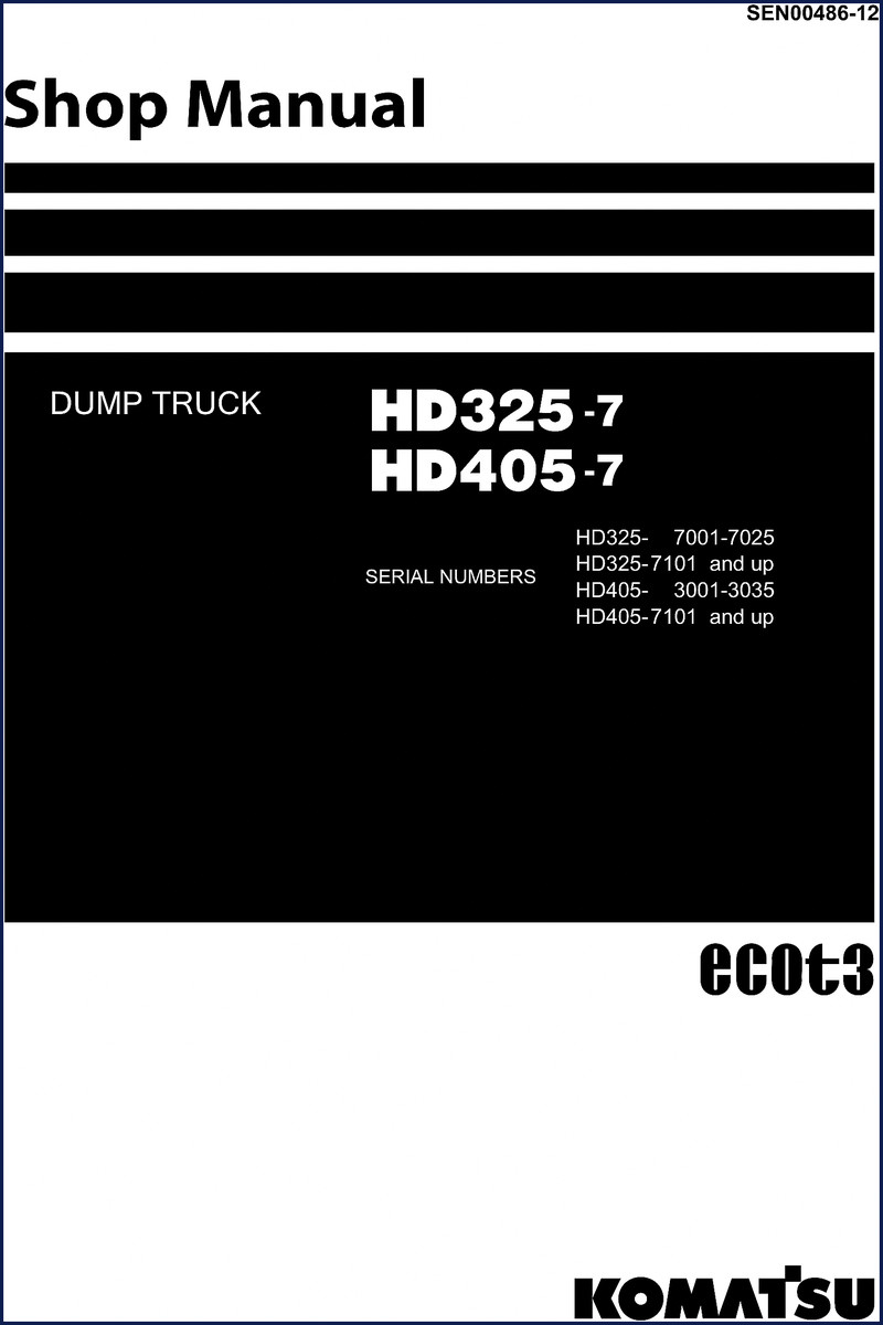 Komatsu HD325-7 HD405-7 Workshop Manual cover - OEM factory shop manual 1398 pages