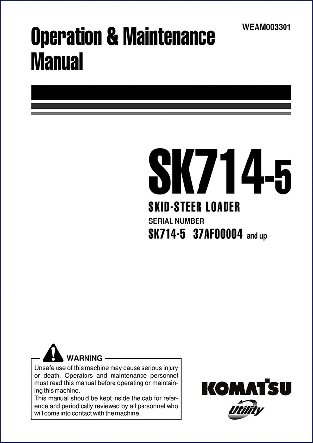 Komatsu SK714-5 Service Manual cover – OEM factory specifications for skid-steer loader