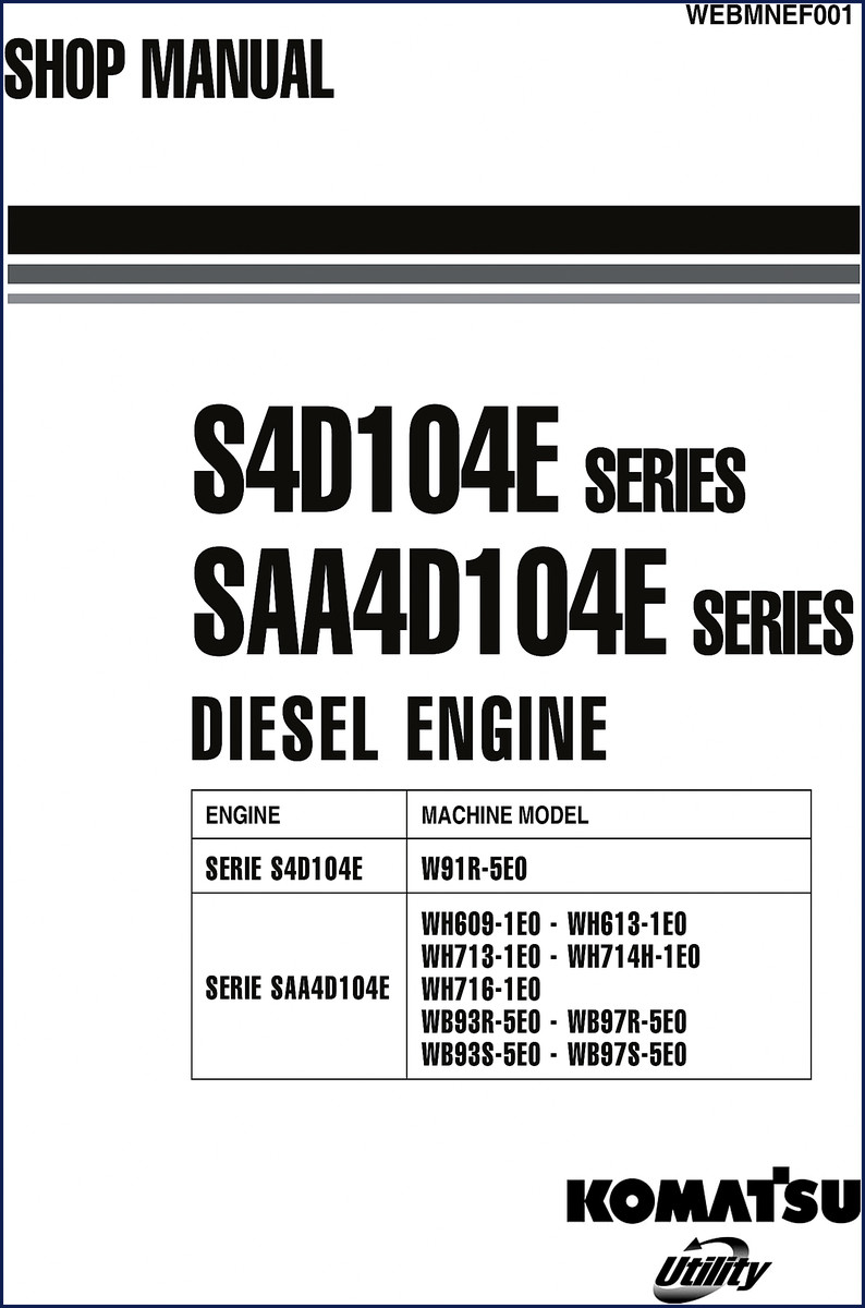 Komatsu W91R-5E0 and WH609-1E0 series diesel engine workshop manual cover - 178 pages OEM