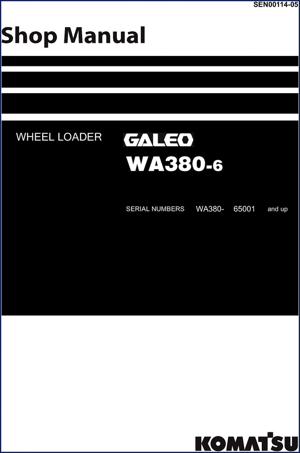 Komatsu WA380-6 Workshop Manual cover – 1355 pages of factory procedures