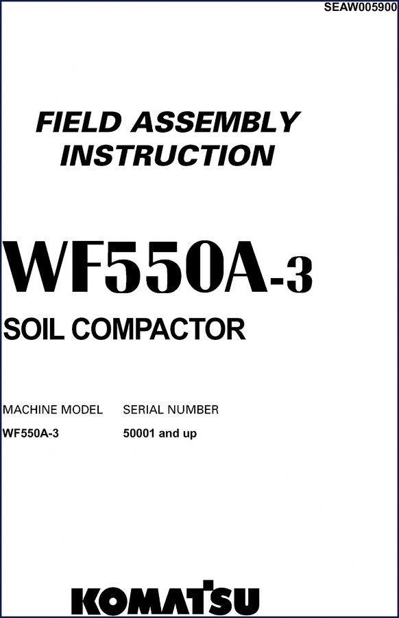 Komatsu WF550A-3 Soil Compactor Field Assembly Instruction manual cover page