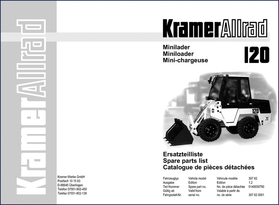 Kramer 120 Parts Catalog – OEM Spare Parts List cover page