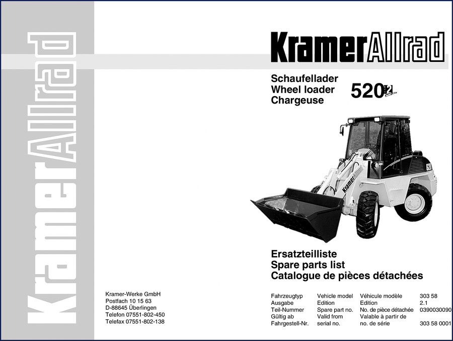 Kramer 520 Wheel Loader Parts Catalog – Factory OEM Spare Parts List 194 pages