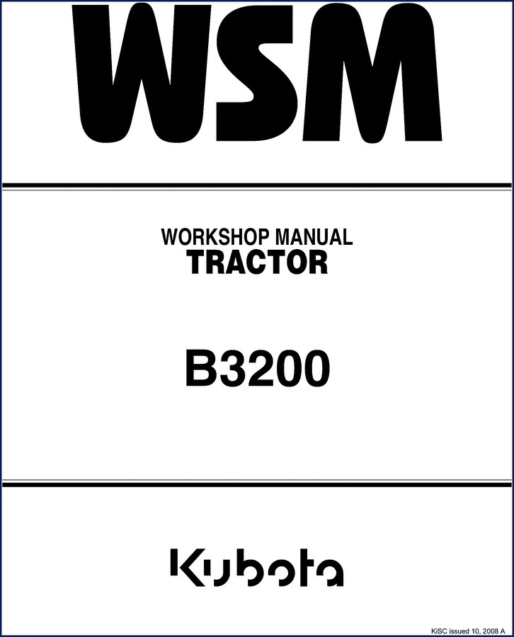 Cover of the Kubota B3200 2009 Workshop Manual