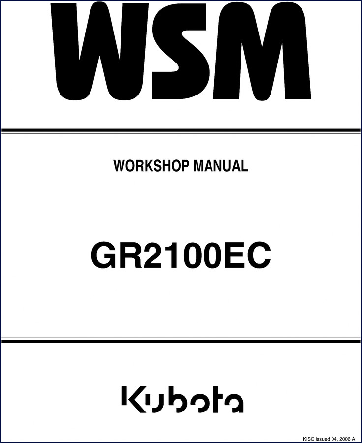 Kubota GR2100EC 2005 Workshop Manual – front cover showing tractor model and factory document type