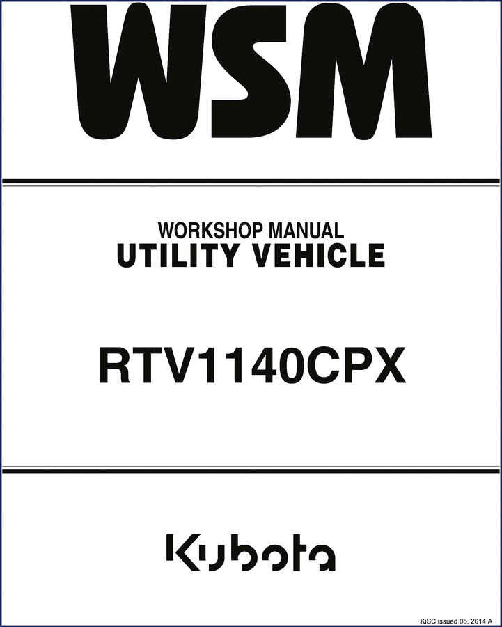 Cover of the Kubota RTV1140CPX 2009 Workshop Manual