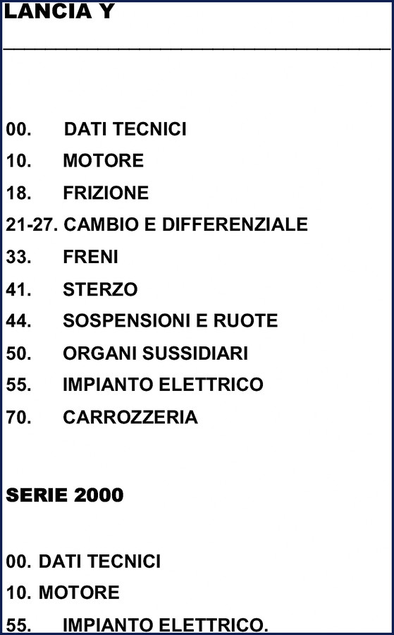 Lancia Y Service Manual - 1391 pages factory repair manual cover