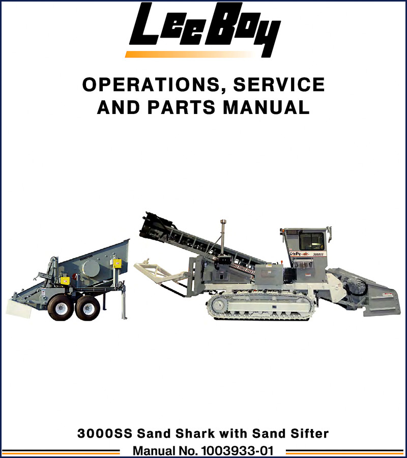 Cover of Leeboy 3000SS Sand Shark Service Manual – operations, service, and parts