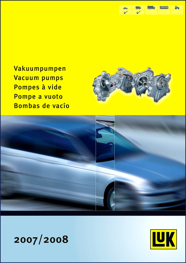 Luk A3, A3 SPORTBACK 2007 Parts Catalog cover showing vacuum pump diagrams and cross-reference lists