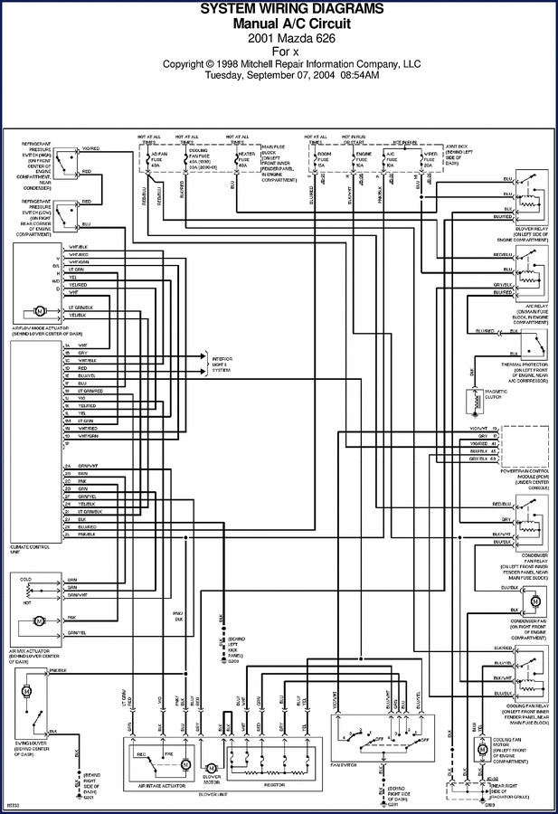 1995 Mazda 626 wiring diagram factory cover page