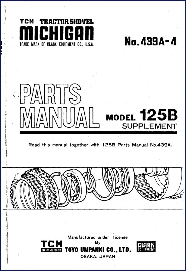 Michigan 125B 1989 Parts Catalog cover showing Clark Equipment logo and model designation