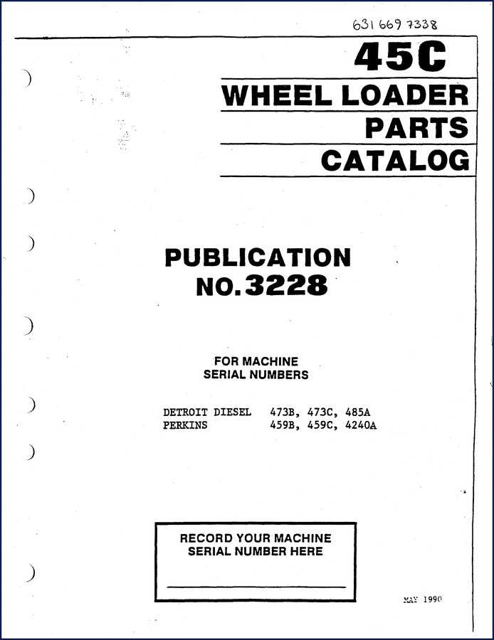 Michigan 45C Wheel Loader Parts Catalog cover - 1990 OEM factory manual 424 pages