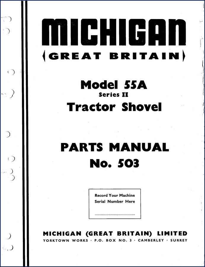 Michigan 55A Wheel Loader Spare Parts Catalog - original Sched factory document cover